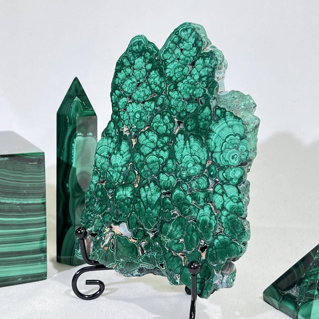 5 Types Malachite Cube&Point&Sphere&Skull&Slab&Pyramid