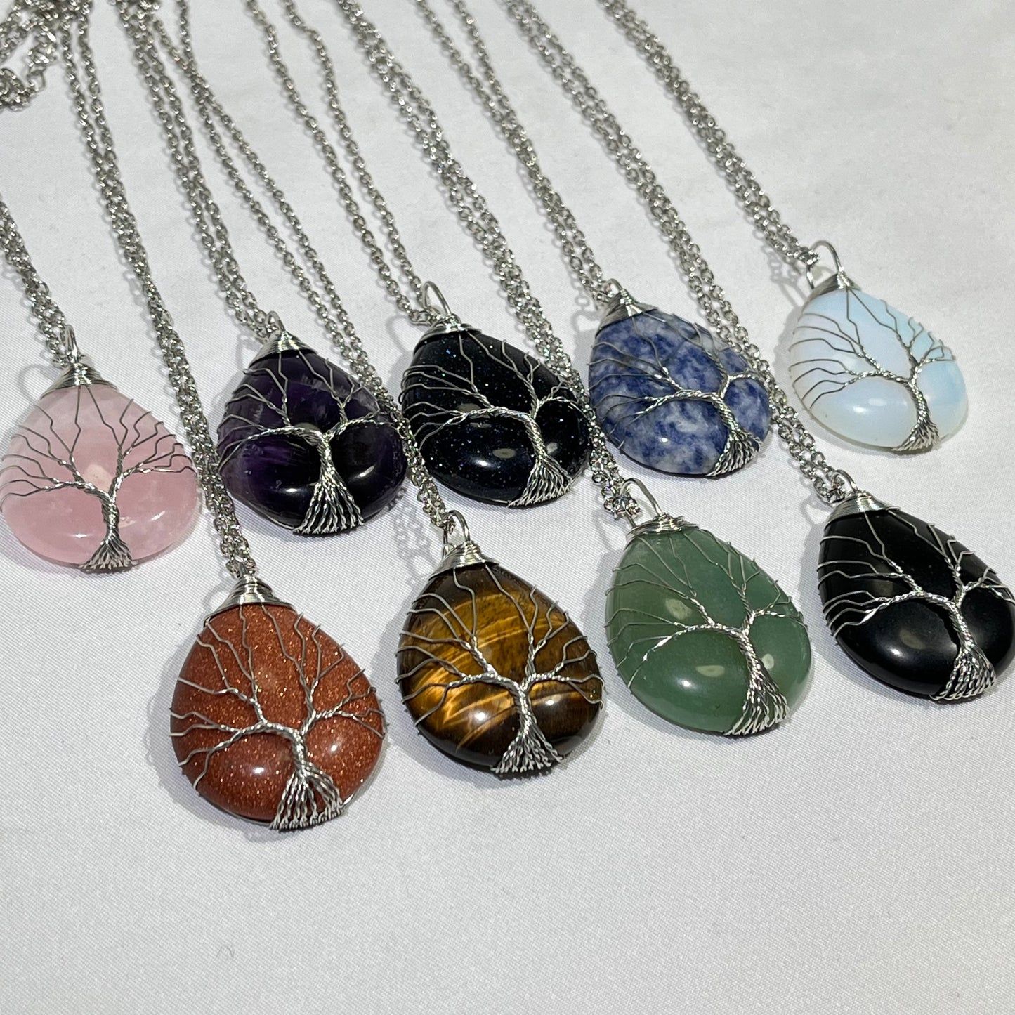 9 Types 1.9' Tear Drop Tree Of Life Necklace
