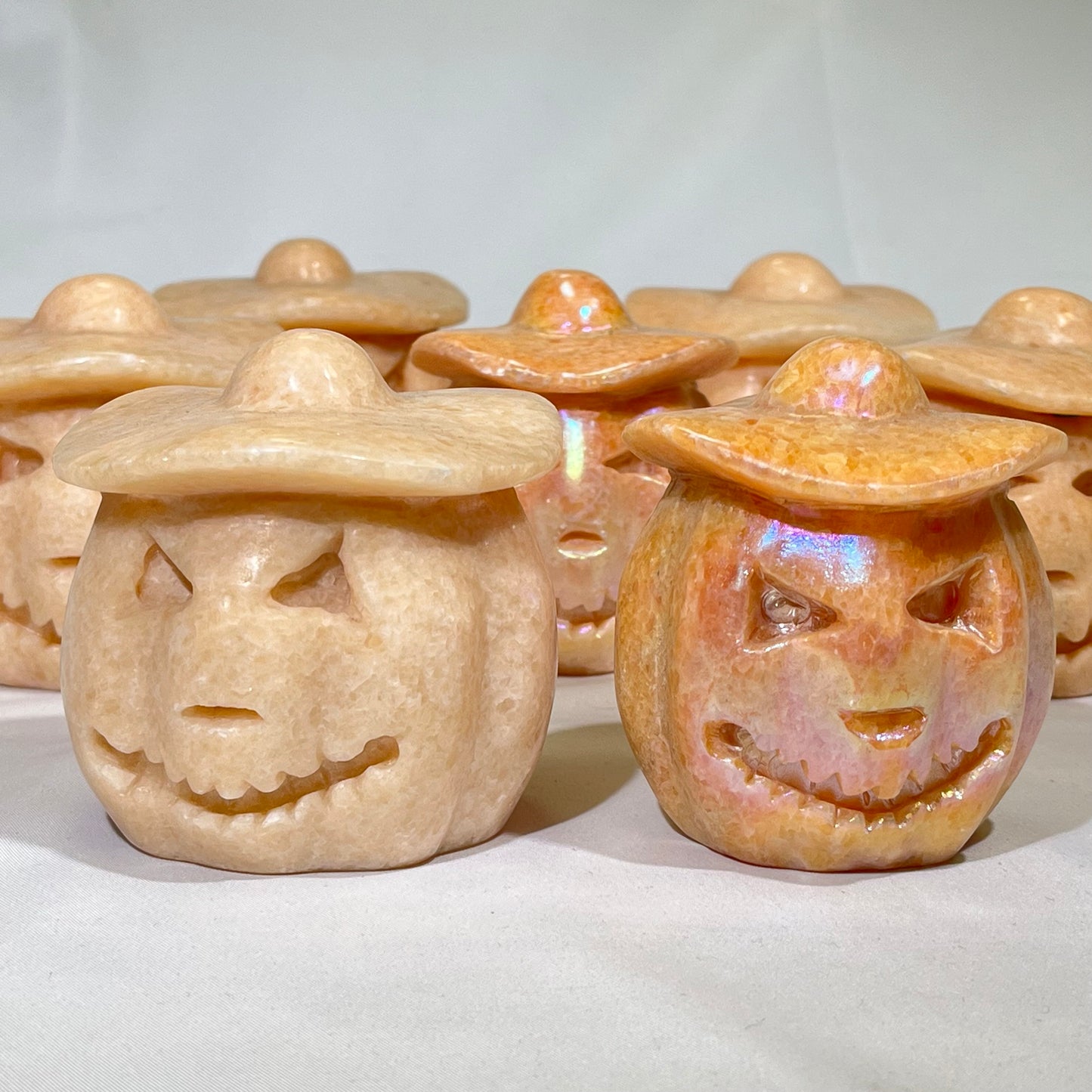 Orange Calcite Jack O'Lantern Carving Halloween