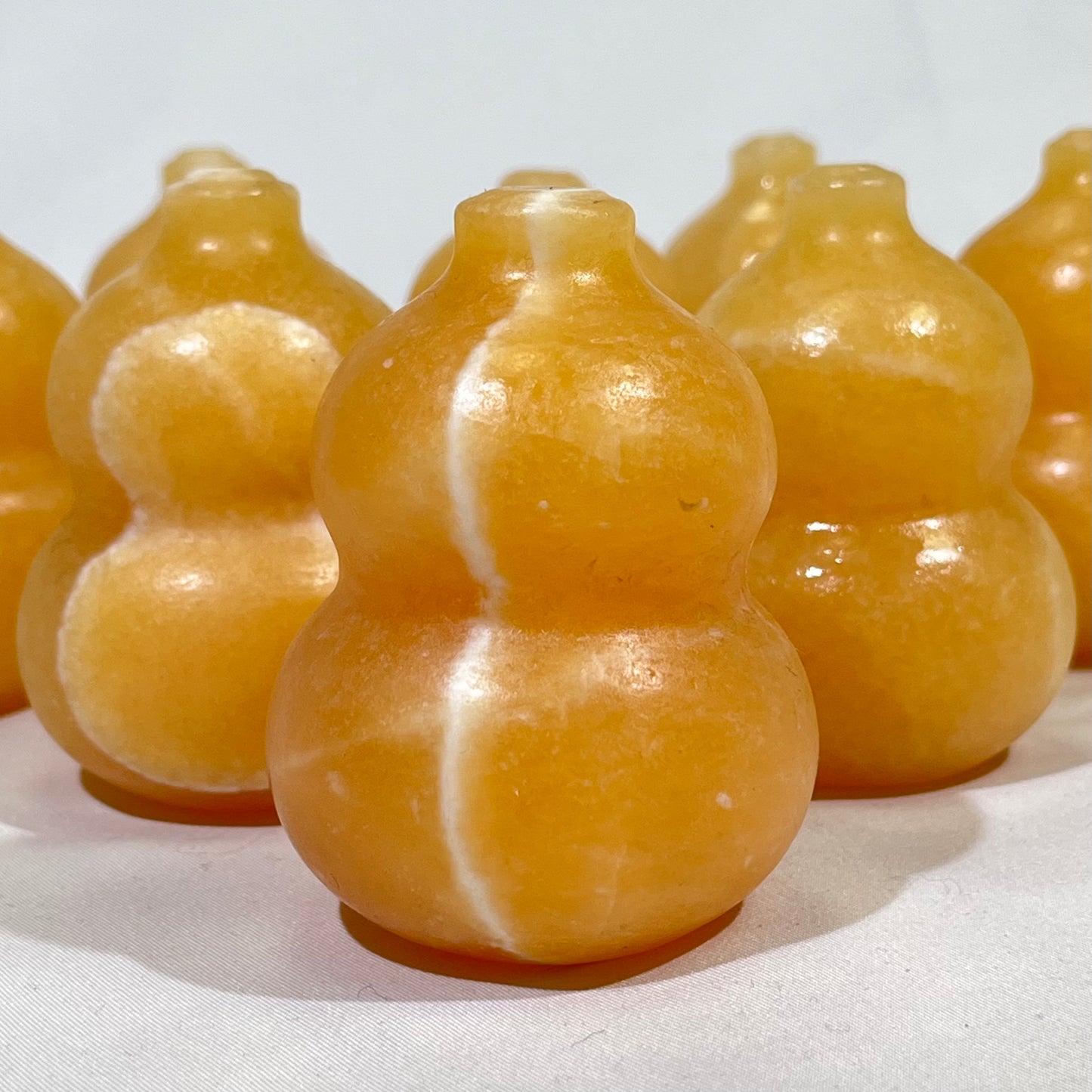 Orange Calcite Ingot and Gourd Carving