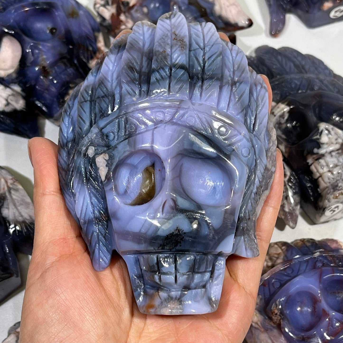 Blue Sakura Agate Skull Carving Wholesale Crystal