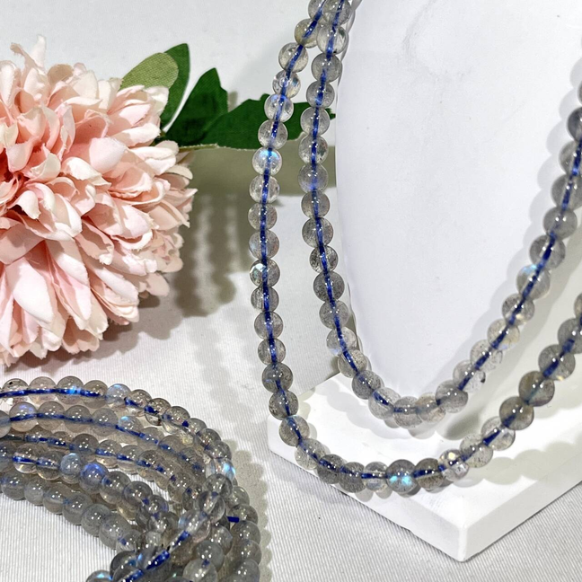 High Quality 5-5.2mm Labradorite 3-loop Bracelet,Necklace/Bead