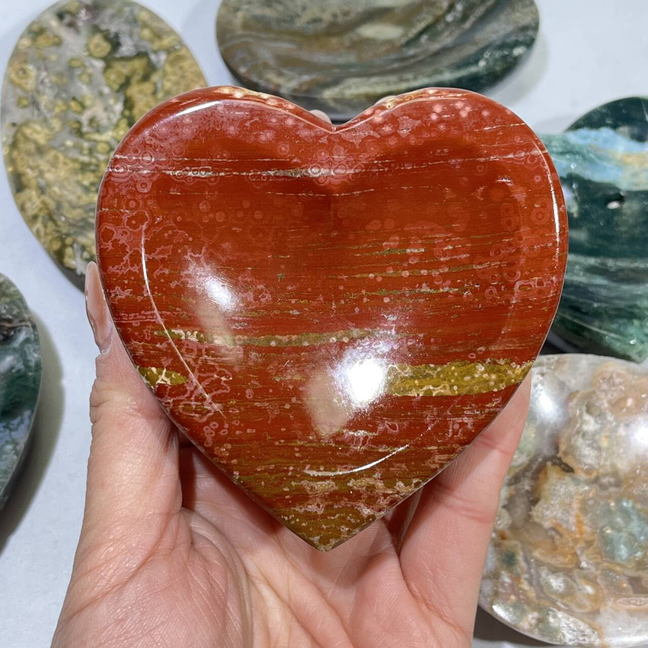 Ocean Jasper Differnet Style Heart and Oval Bowl