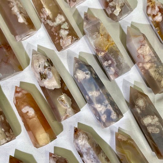 Sakura Agate Point Flower Agate Tower Wholesale