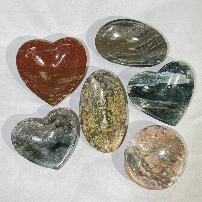 Ocean Jasper Differnet Style Heart and Oval Bowl