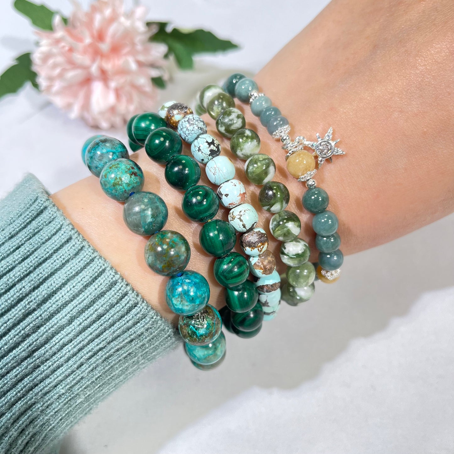 High Quality Jadeite,Green Emerald Mica,Phoenix Pine,Malachite,Turquoise Bracelets