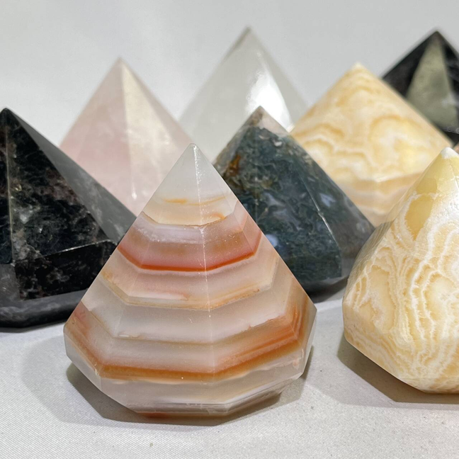 6 Types Diamond Moss Agate,Clear Quartz,Carnelian,Orange Calcite,Garnet,Rose Quartz