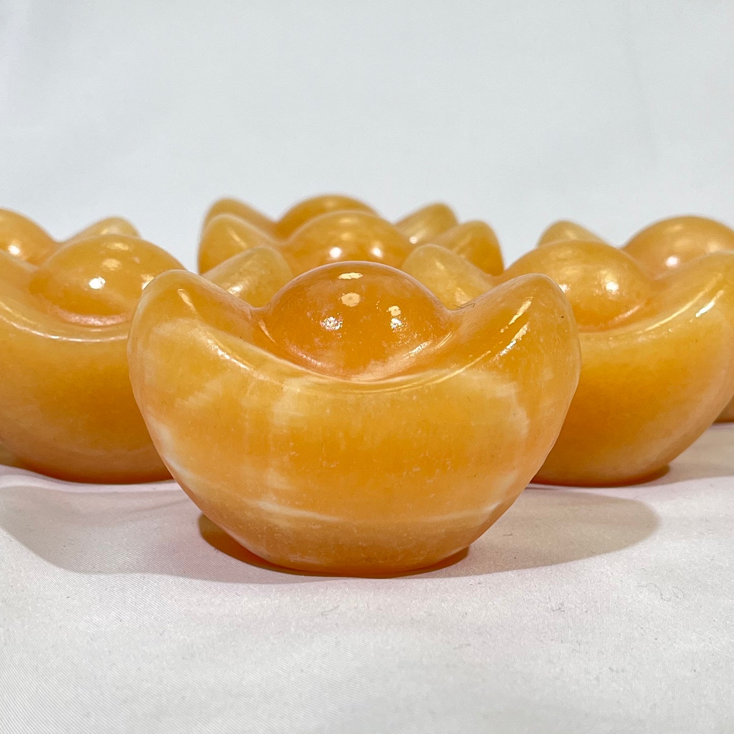 Orange Calcite Ingot and Gourd Carving