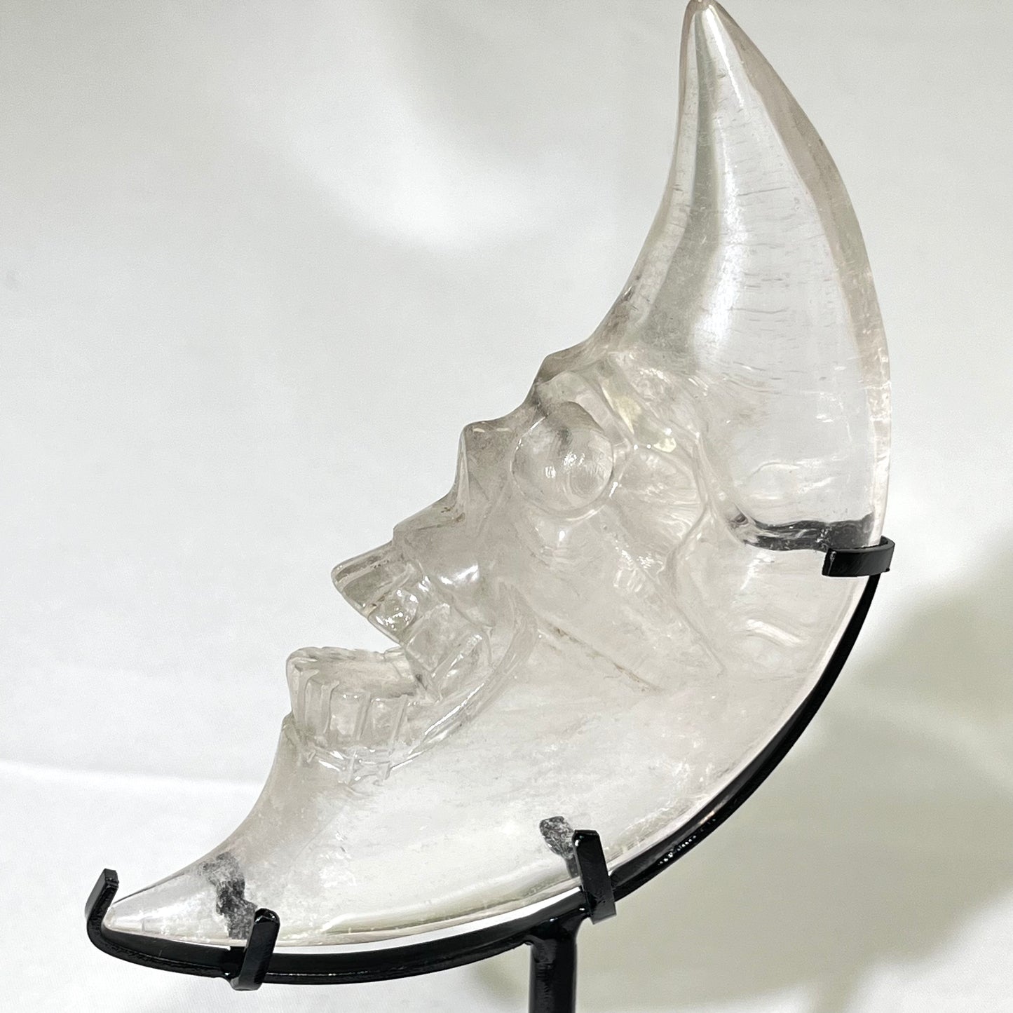 6.5' Clear Quartz Moon Carving With Stand