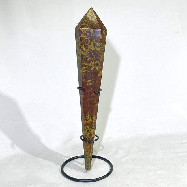 4 Types Wand with Stand Ruby Zosit,Moss Agate,Poppy Jasper,Rainbow Agate
