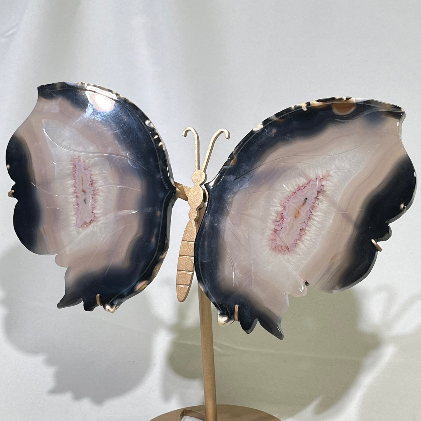 9.5' Agate&Mookaite Butterfly Wings With Stand,Butterfly Carving