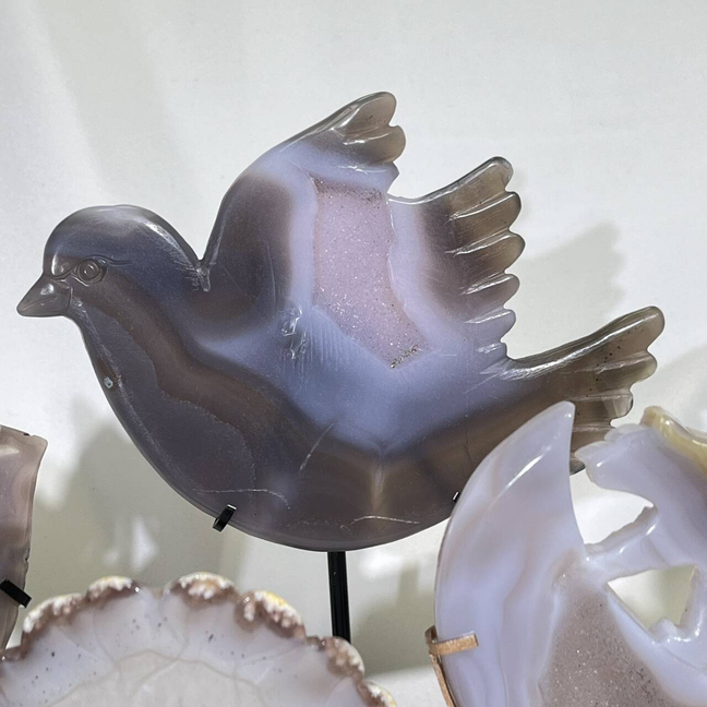 5 Types Druzy Agate Carving with Stand