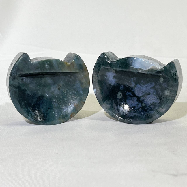 Moss Agate Cat Bowl Carving