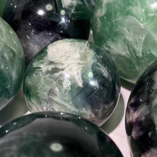 1.9-2.8' Feather Blue Fluorite Sphere