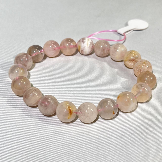 8-14mm  Pink Snowflake Garden Quartz Bracelet