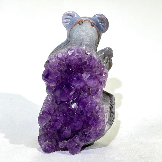 Amethyst Druzy Agate Mouse Carving