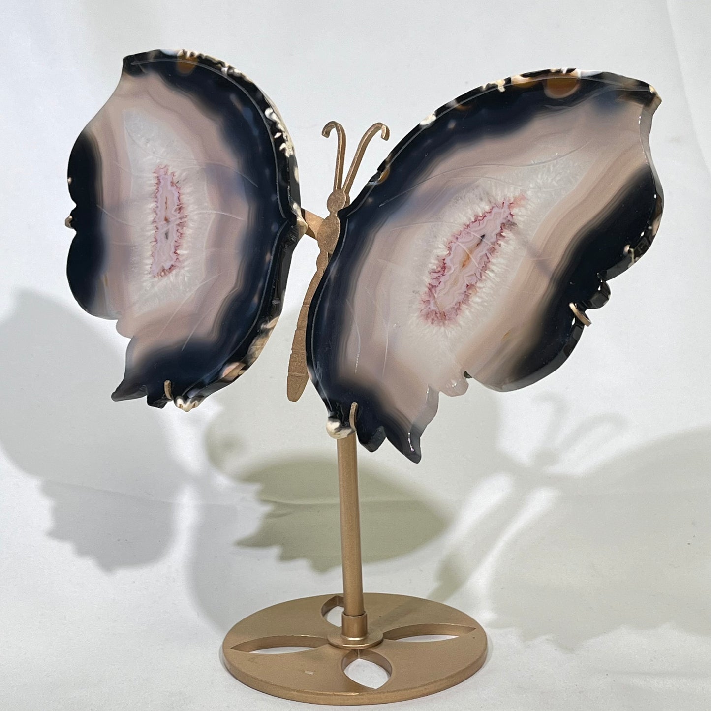 9.5' Agate&Mookaite Butterfly Wings With Stand,Butterfly Carving