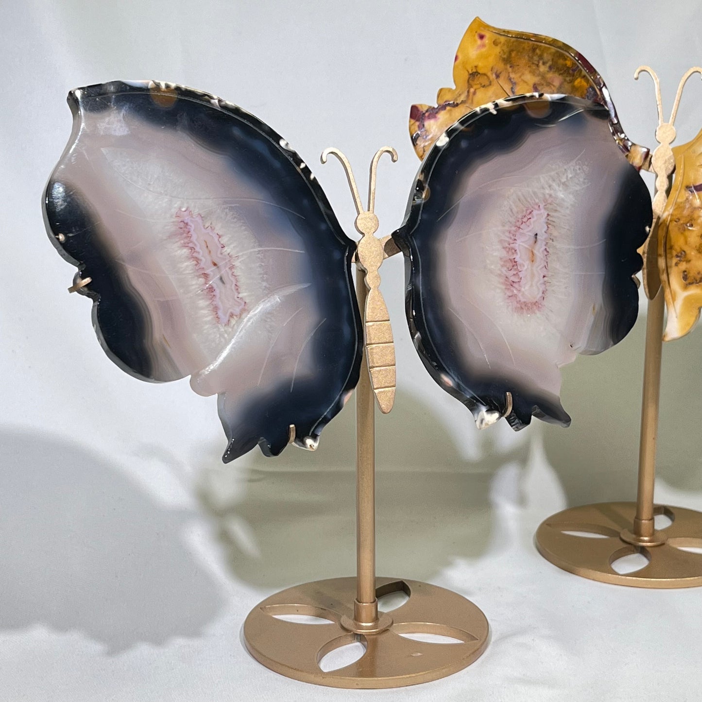 9.5' Agate&Mookaite Butterfly Wings With Stand,Butterfly Carving