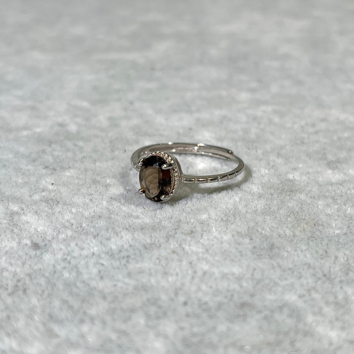 Silver Ring Blue Sand Stone and Garnetand Jade and Somky Quartz and Diopside