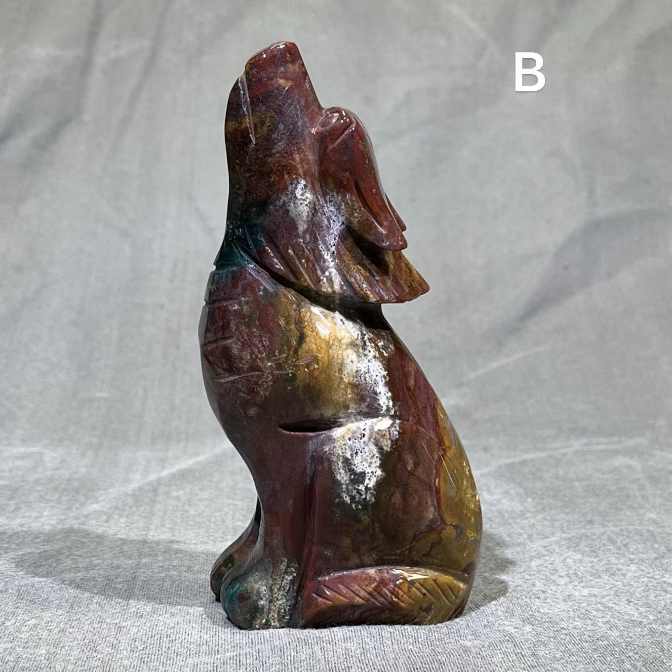 Ocean Jasper Wolf Carving