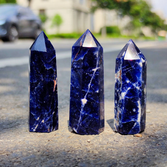 3-3.5''AAAAA Natural Blue Sodalite Point/Sodalite Crystal Point/Sodalite Obelisk Sodalite/Crystal Point Wand/Crystal Healing