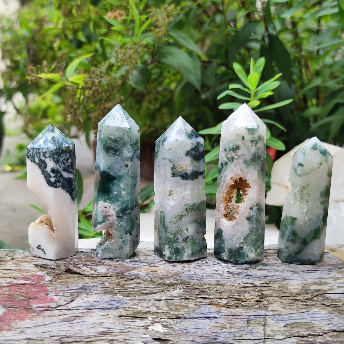 AAA Natural Moss Agate Tower,Moss Agate Point,Agate Point Crystal,Polished Moss Agate Point,Moss Agate Wand,Chakra Tower Point