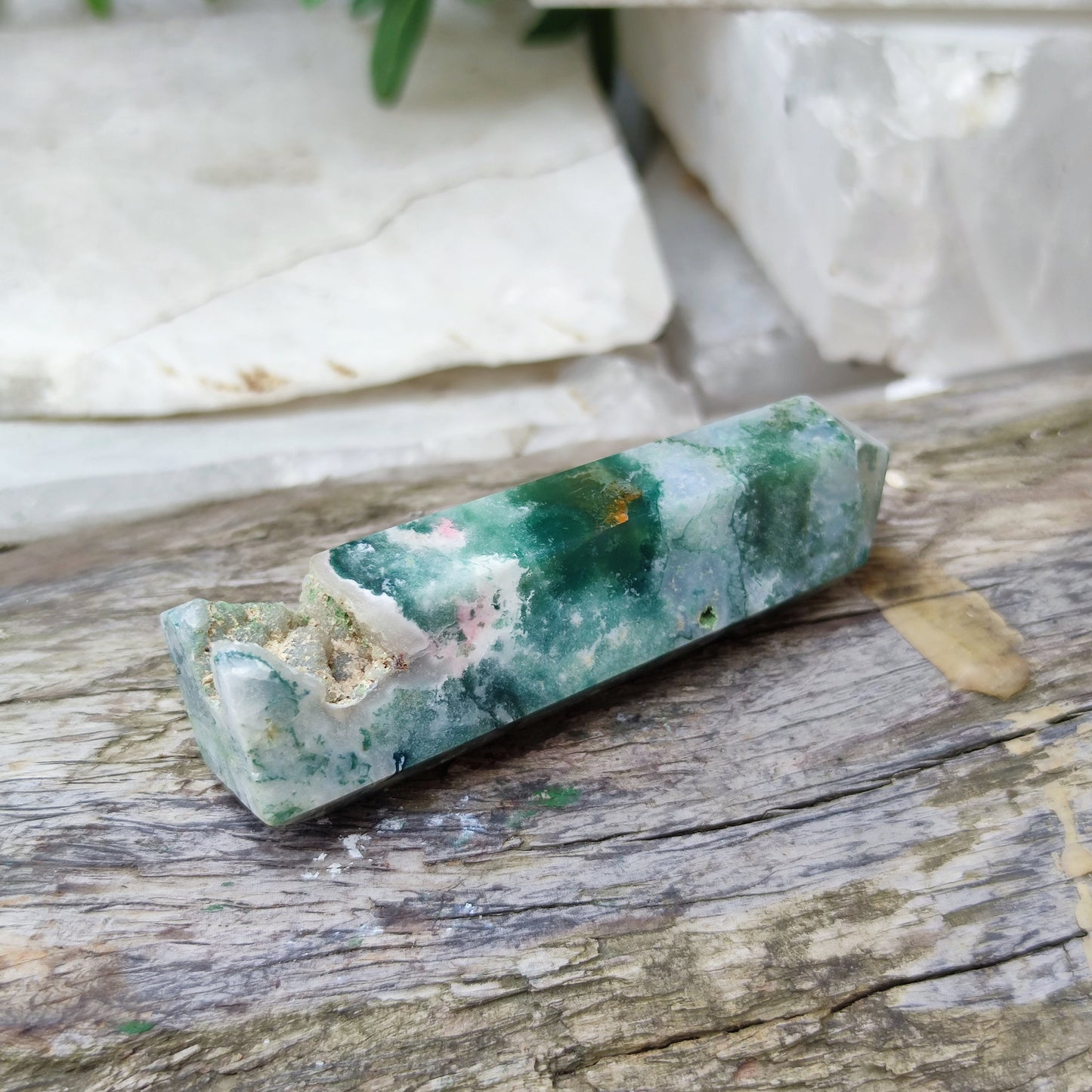 AAA Natural Moss Agate Tower,Moss Agate Point,Agate Point Crystal,Polished Moss Agate Point,Moss Agate Wand,Chakra Tower Point