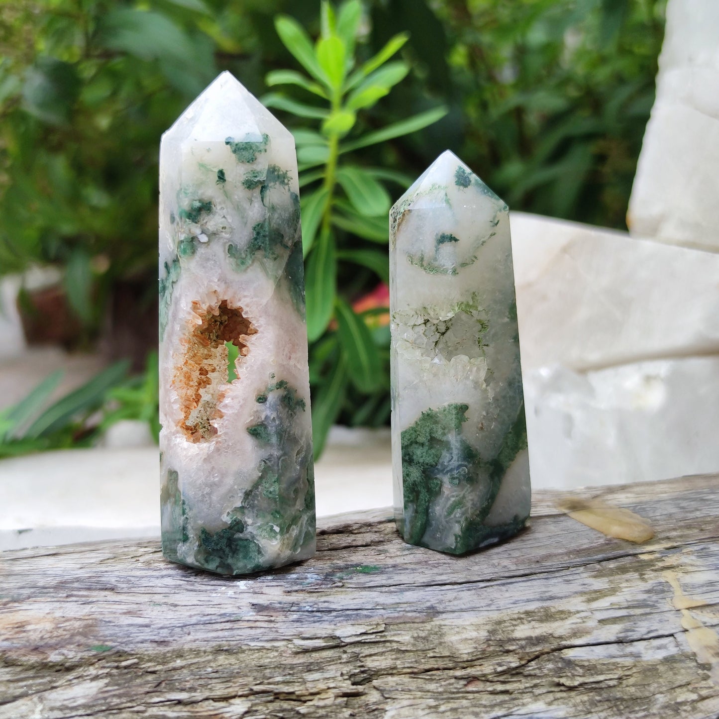 AAA Natural Moss Agate Tower,Moss Agate Point,Agate Point Crystal,Polished Moss Agate Point,Moss Agate Wand,Chakra Tower Point
