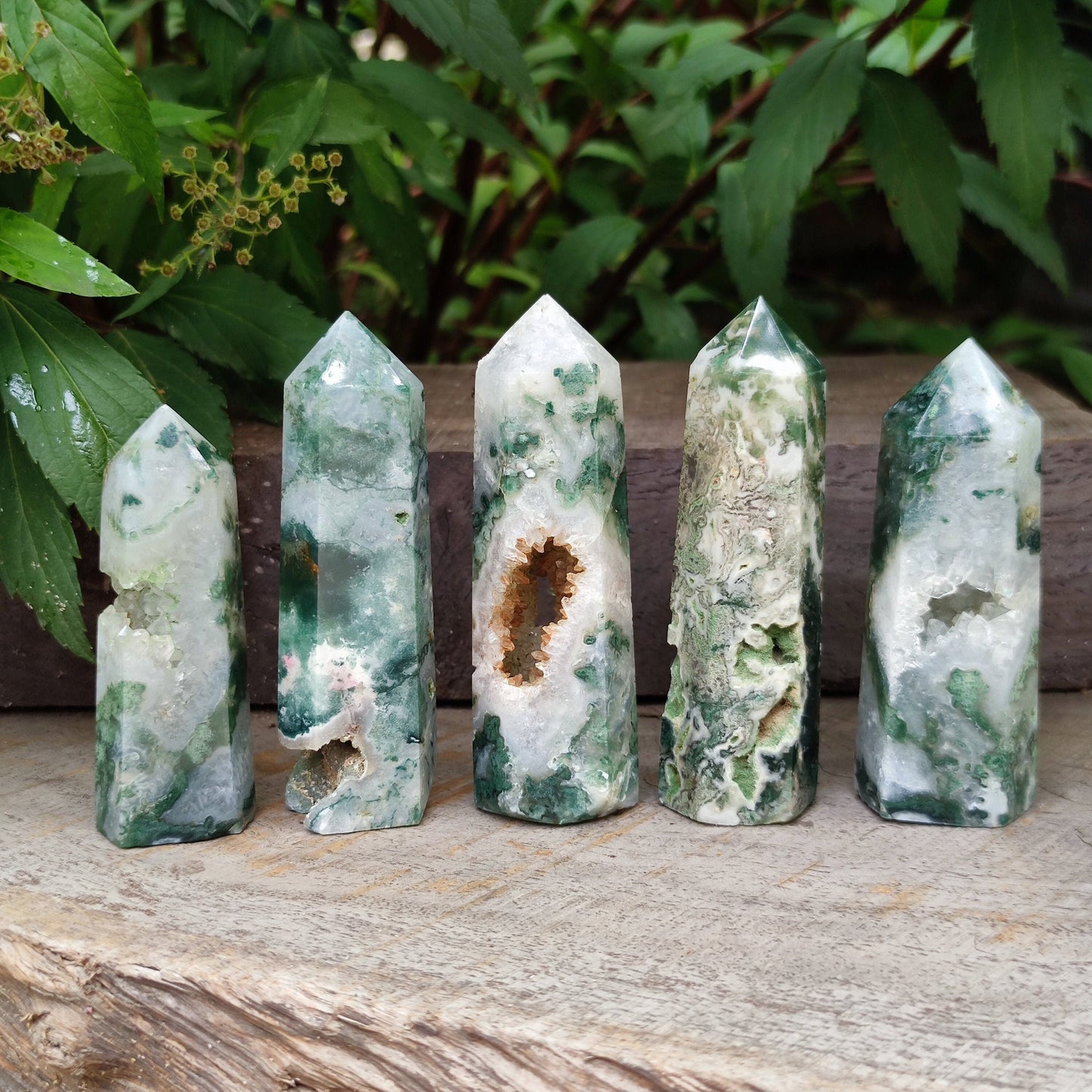 AAA Natural Moss Agate Tower,Moss Agate Point,Agate Point Crystal,Polished Moss Agate Point,Moss Agate Wand,Chakra Tower Point