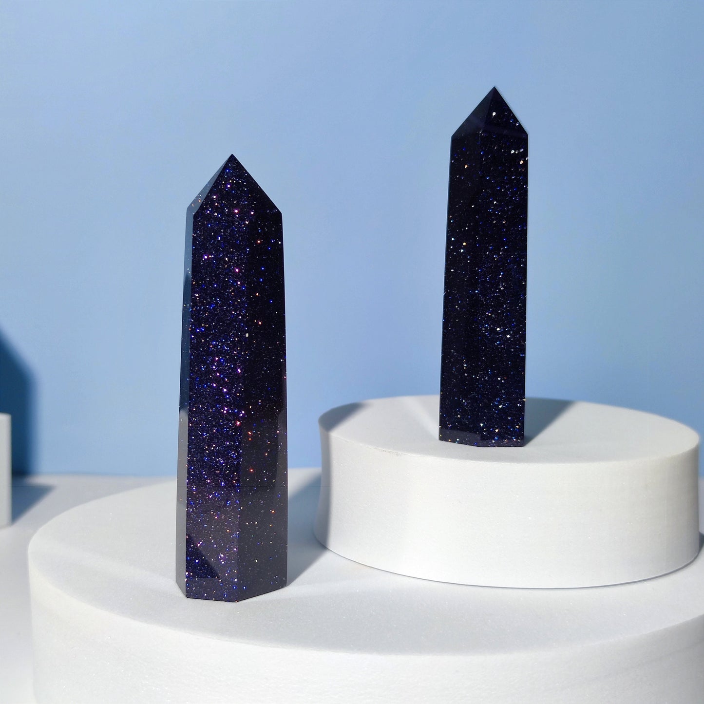 Blue Goldstone Point,Blue Gold Sandstone Tower,Crystal Tower, Gemstone Wand,Meditation Crystals, Healing Crystals
