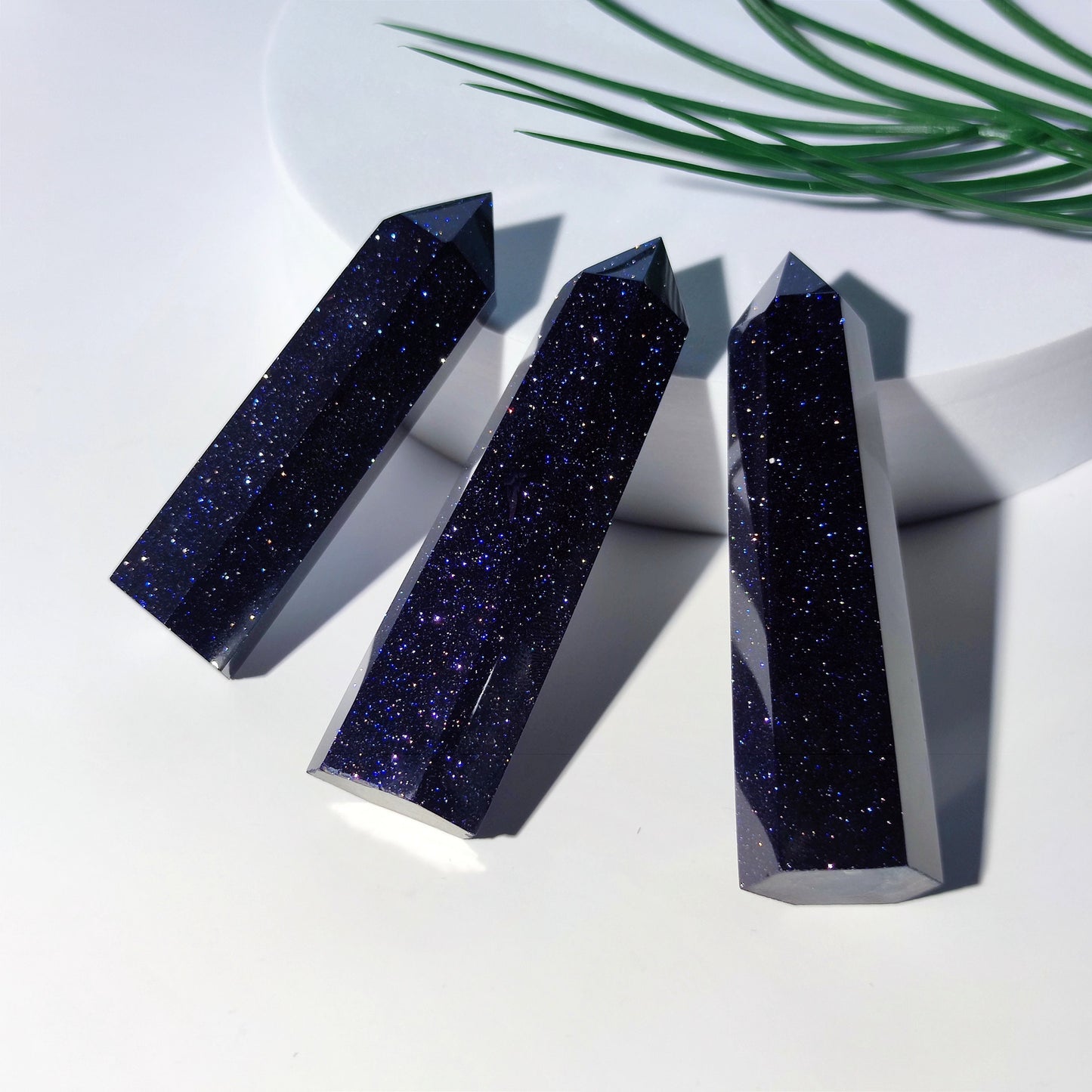 Blue Goldstone Point,Blue Gold Sandstone Tower,Crystal Tower, Gemstone Wand,Meditation Crystals, Healing Crystals