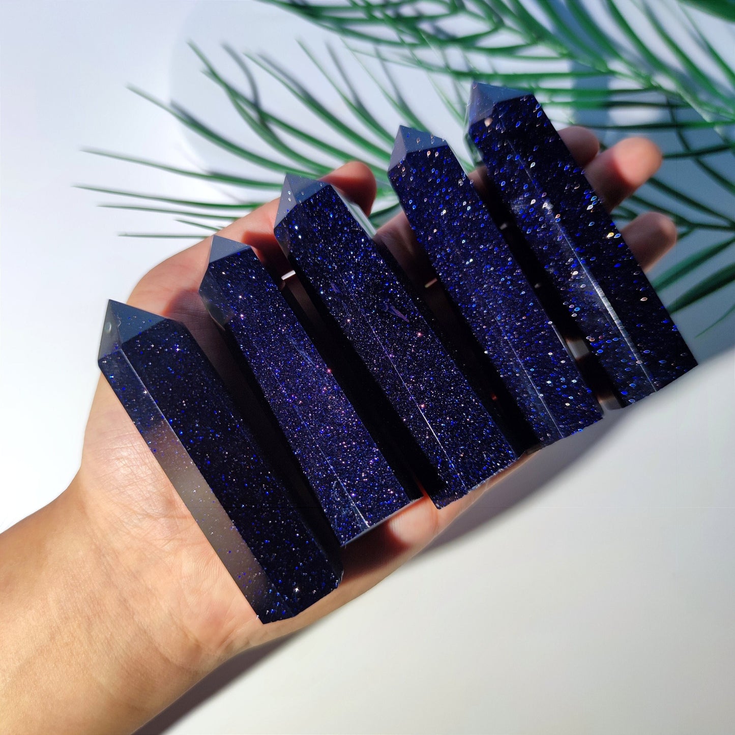 Blue Goldstone Point,Blue Gold Sandstone Tower,Crystal Tower, Gemstone Wand,Meditation Crystals, Healing Crystals