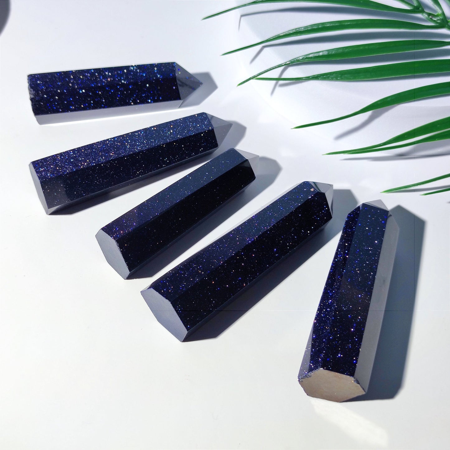 Blue Goldstone Point,Blue Gold Sandstone Tower,Crystal Tower, Gemstone Wand,Meditation Crystals, Healing Crystals