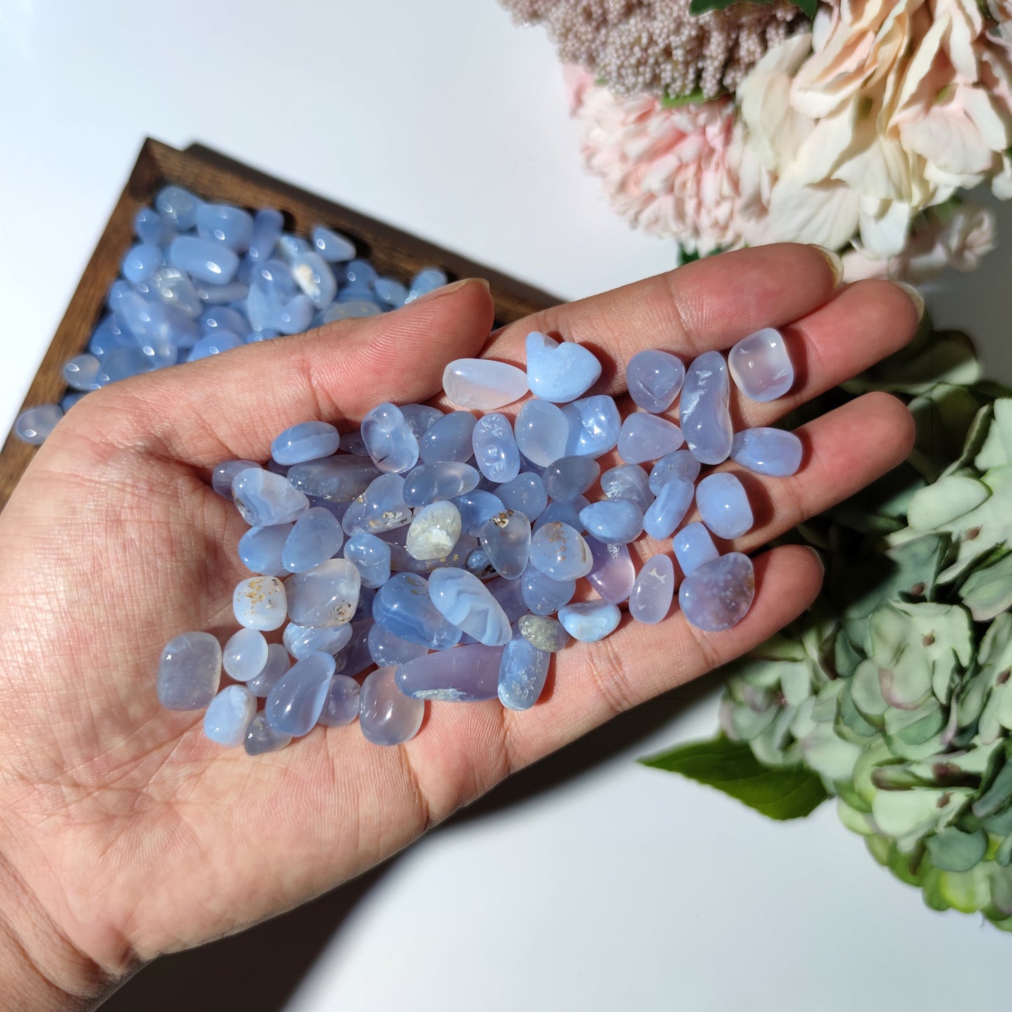 Blue Chalcedony Crystal Chips,Loose Undrilled Tumbled Natural Stones,Blue Crystal Chips,Gemstone Chips