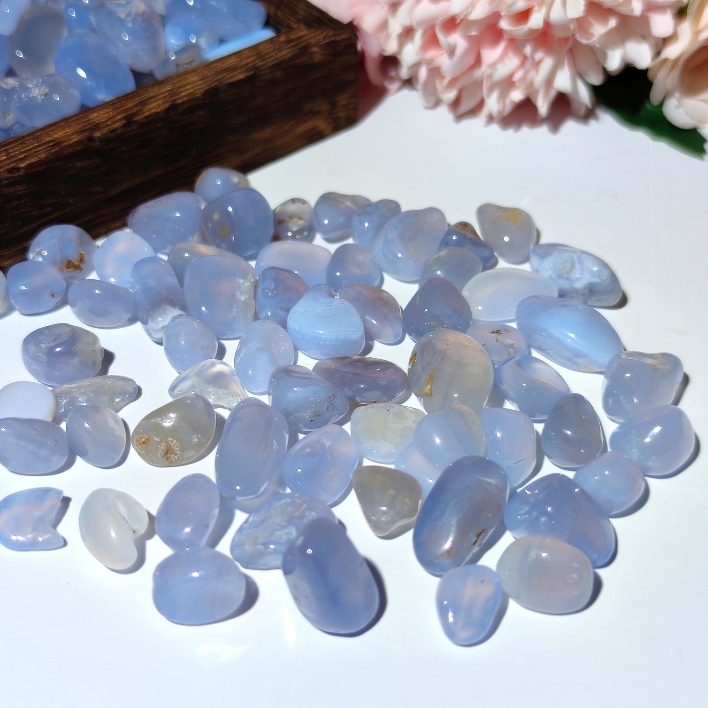 Blue Chalcedony Crystal Chips,Loose Undrilled Tumbled Natural Stones,Blue Crystal Chips,Gemstone Chips