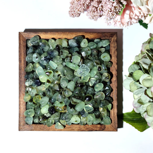 Prehnite With Tourmaline Epidote Semi Tumbled Chips,Loose Undrilled Tumbled Natural Stones,Mini Gemstones,Green Prehnite Crystal Chips