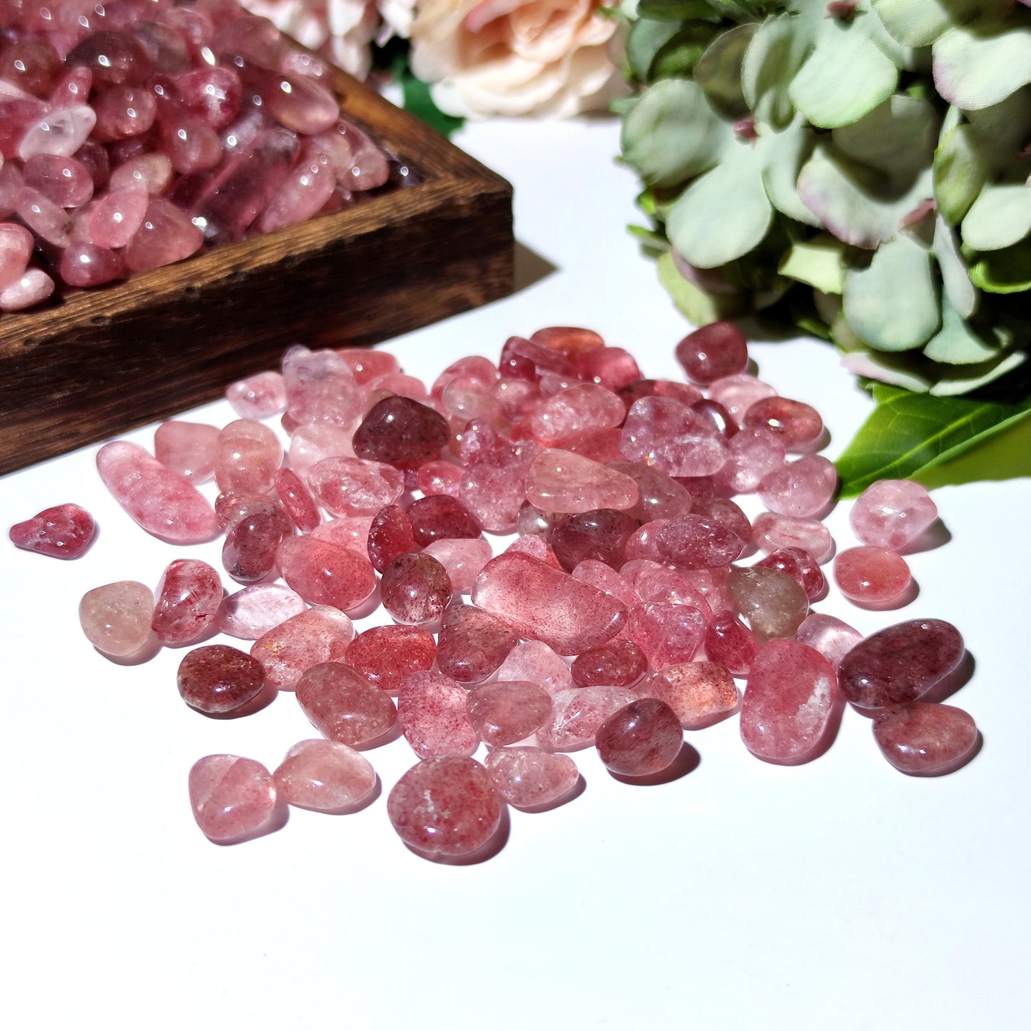 Strawberry Quartz Semi Tumbled Chips,Red Aventurine ,Strawberry Quartz Crystal Chips,Bulk Strawberry Quartz Crystal Chips
