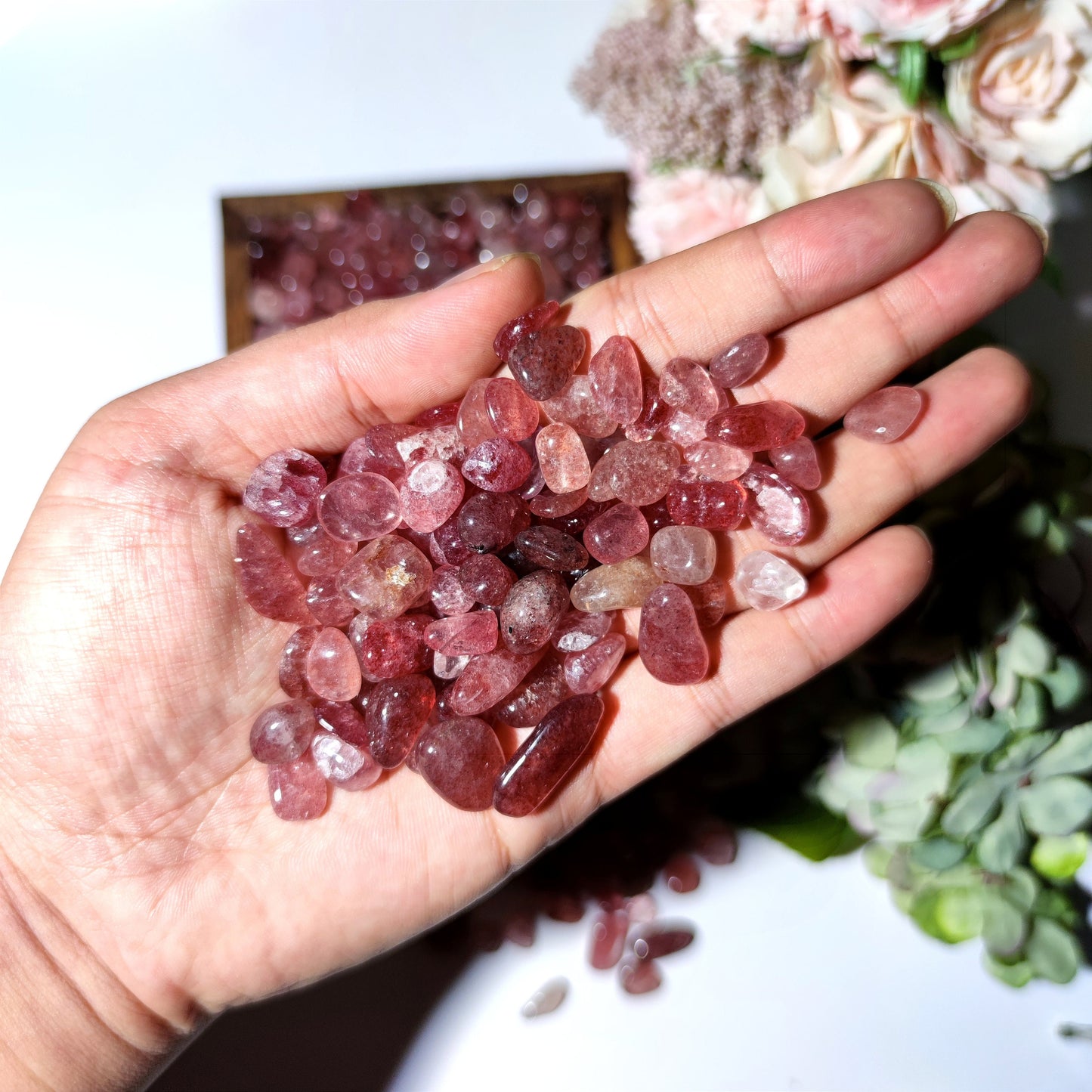 Strawberry Quartz Semi Tumbled Chips,Red Aventurine ,Strawberry Quartz Crystal Chips,Bulk Strawberry Quartz Crystal Chips
