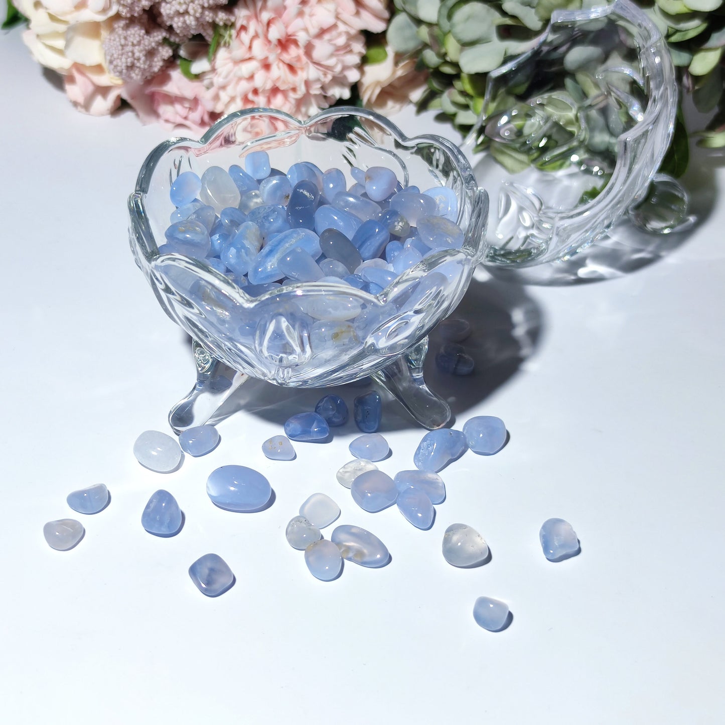 Blue Chalcedony Crystal Chips,Loose Undrilled Tumbled Natural Stones,Blue Crystal Chips,Gemstone Chips