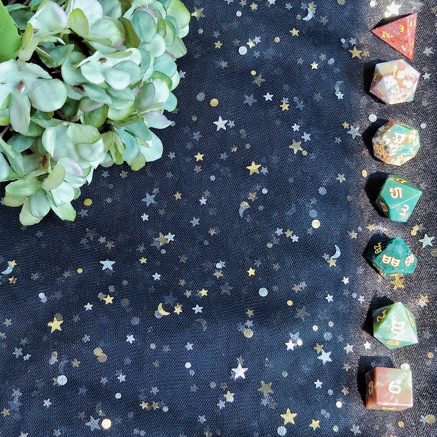 Ocean Jasper Dice Set ,Natural Ocean Jasper,Dream Crystal,Cute Cat Dice,Cat Paw Crystal