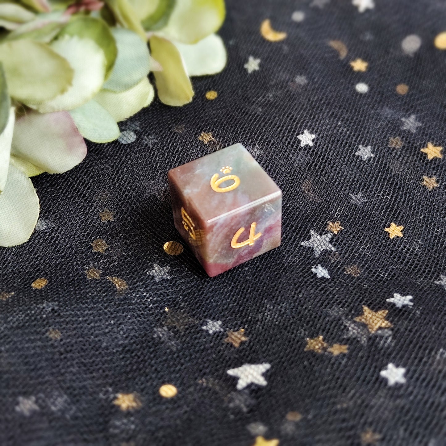 Ocean Jasper Dice Set ,Natural Ocean Jasper,Dream Crystal,Cute Cat Dice,Cat Paw Crystal