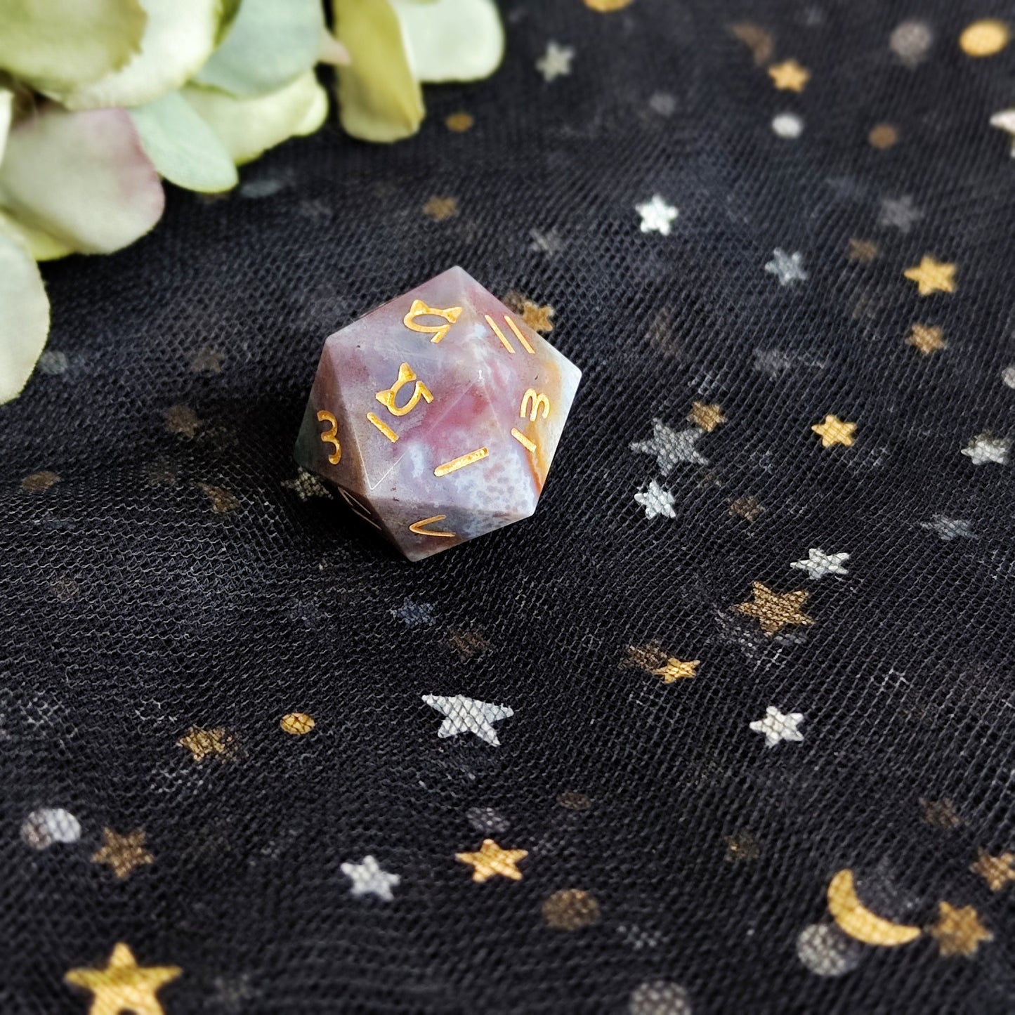 Ocean Jasper Dice Set ,Natural Ocean Jasper,Dream Crystal,Cute Cat Dice,Cat Paw Crystal