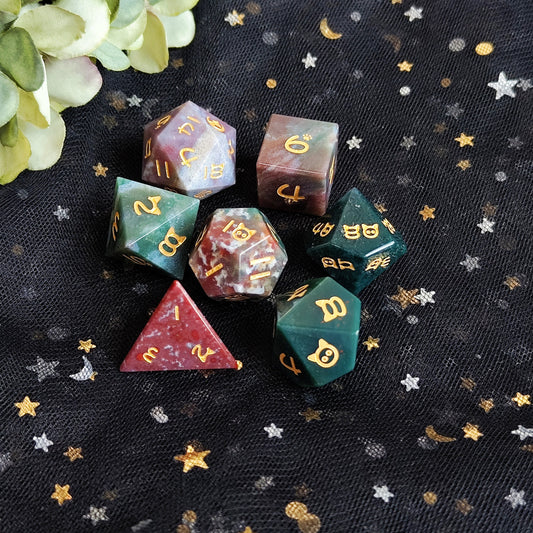 Ocean Jasper Dice Set ,Natural Ocean Jasper,Dream Crystal,Cute Cat Dice,Cat Paw Crystal