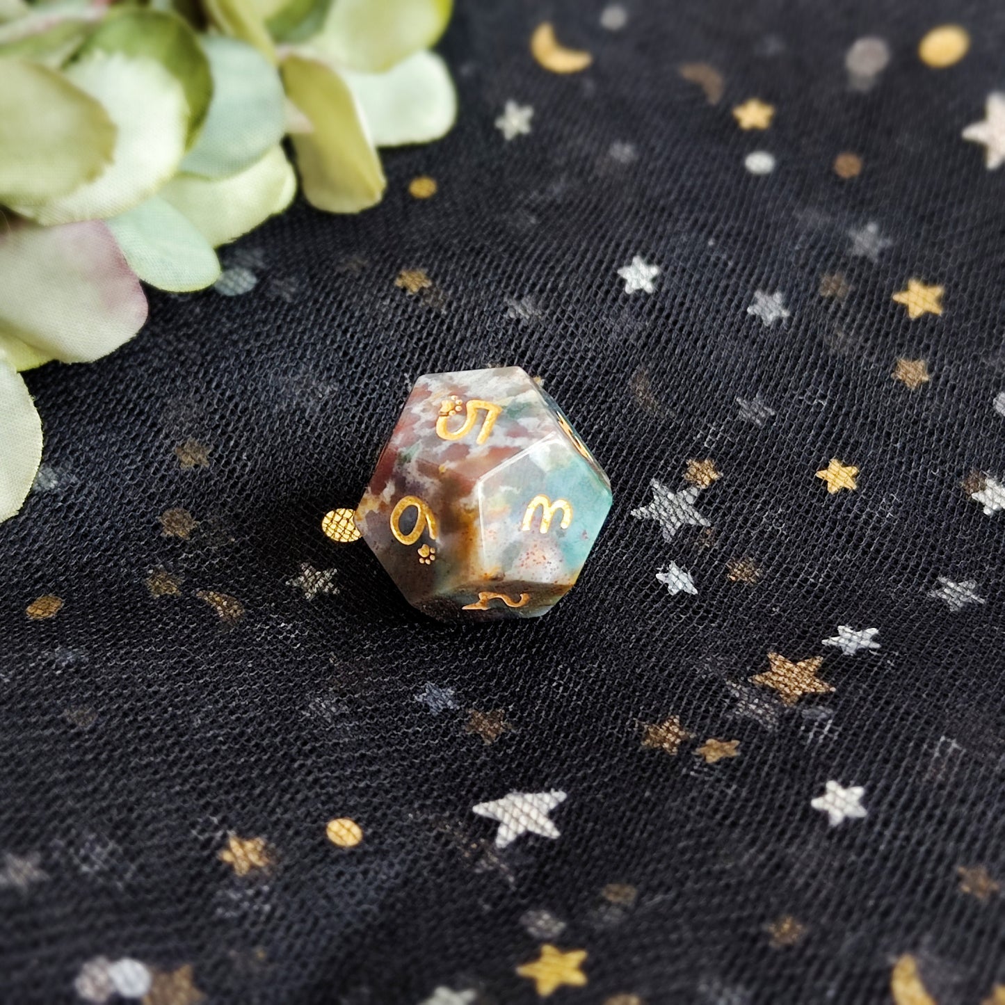 Ocean Jasper Dice Set ,Natural Ocean Jasper,Dream Crystal,Cute Cat Dice,Cat Paw Crystal