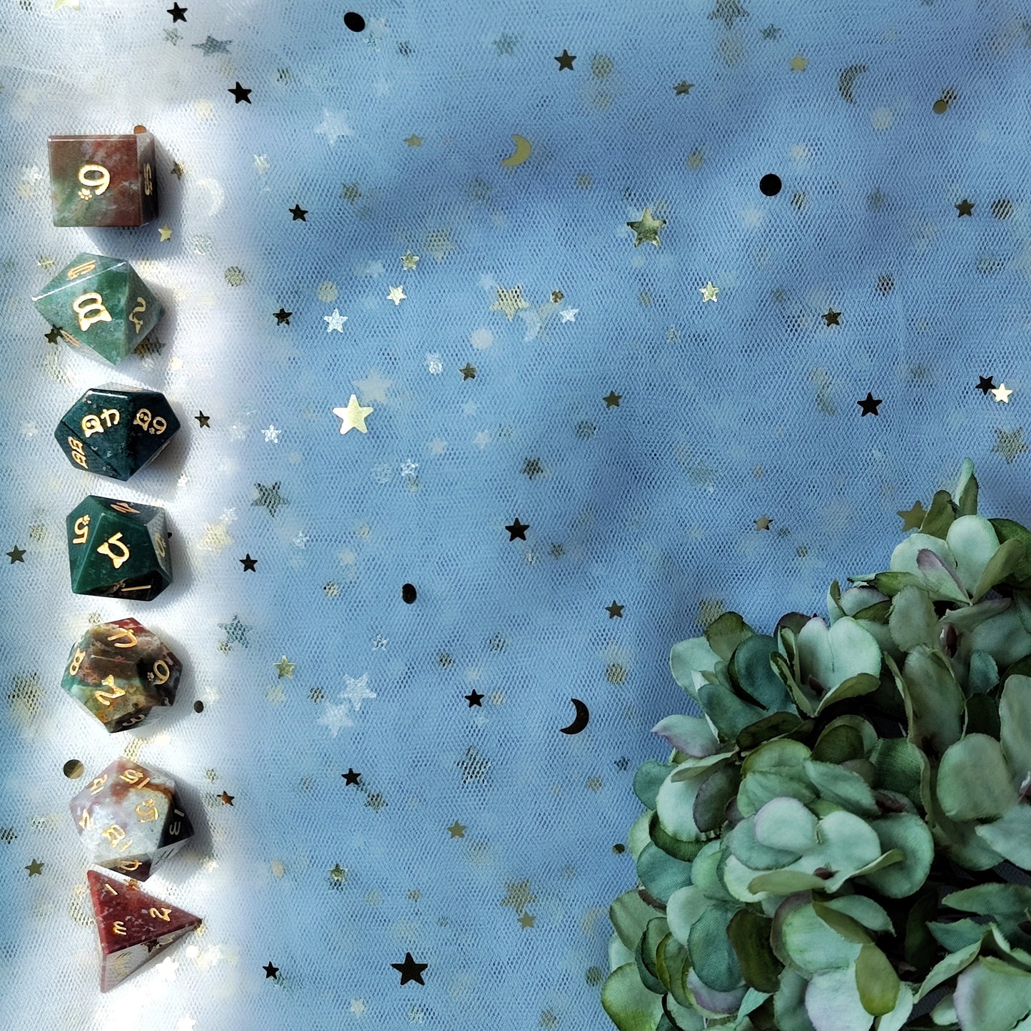 Ocean Jasper Dice Set ,Natural Ocean Jasper,Dream Crystal,Cute Cat Dice,Cat Paw Crystal