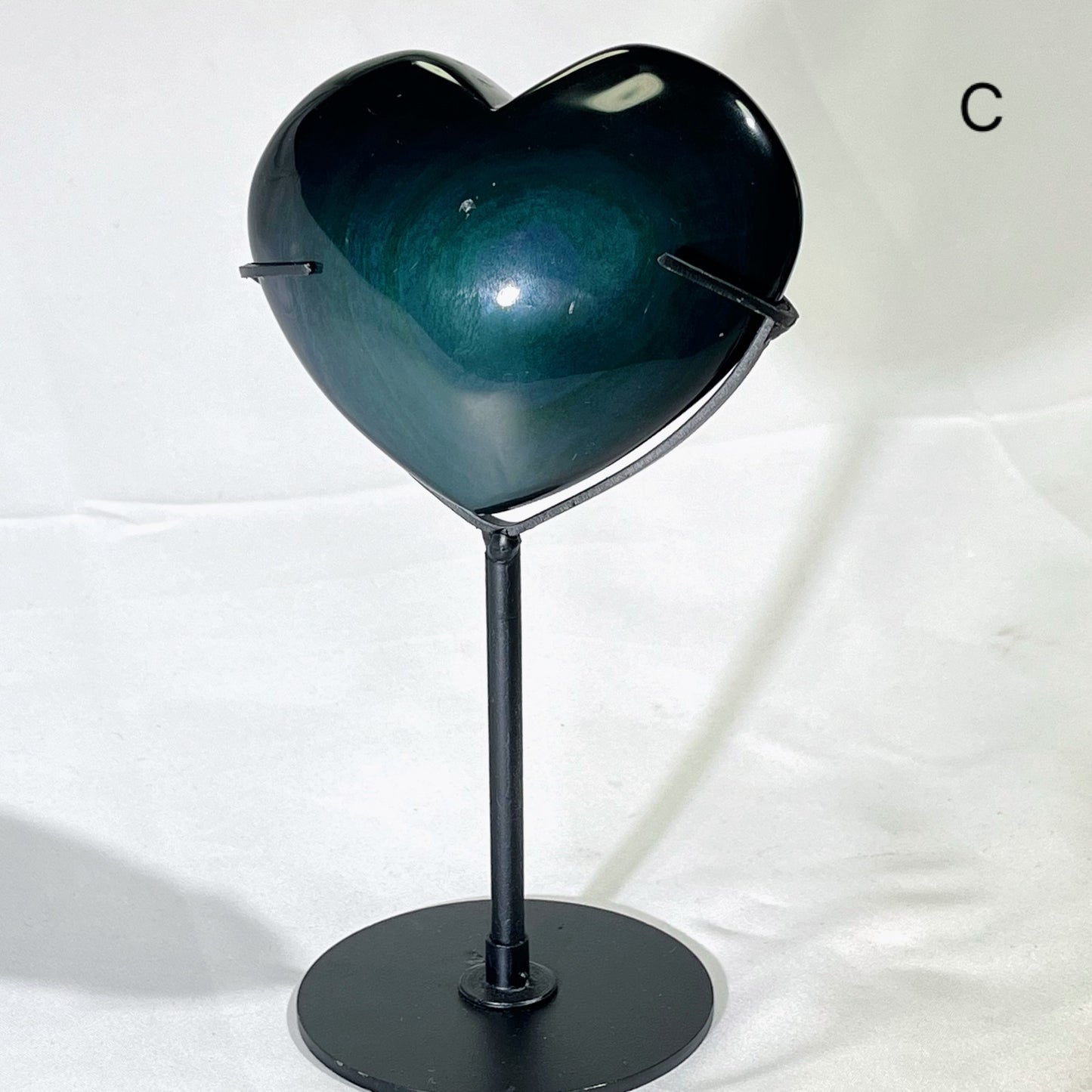 6' Rainbow Obsidian Heart With Stand