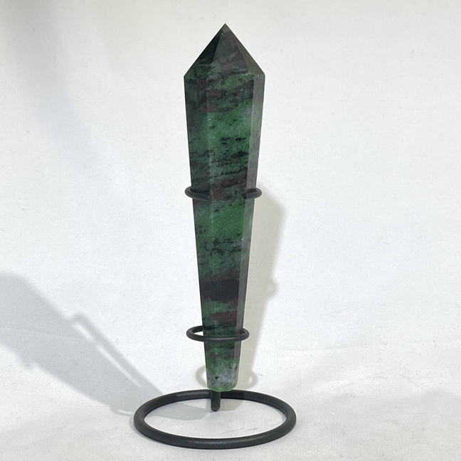 4 Types Wand with Stand Ruby Zosit,Moss Agate,Poppy Jasper,Rainbow Agate