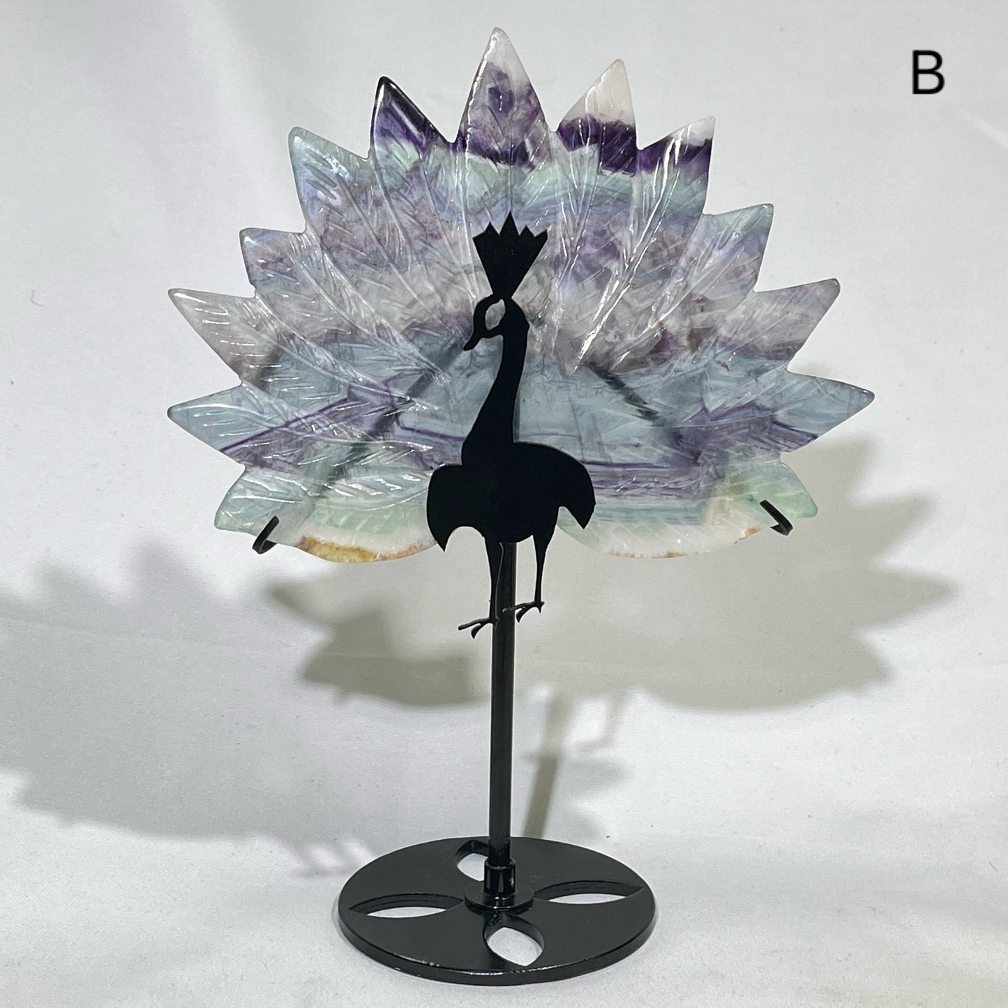 6.3'Fluorite Butterfly with Stand and 9.6'Fluorite Peacock with Stand