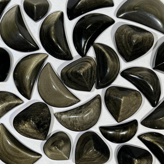 Gold Obsidian Heart Carving and Moon Carving Wholesale Crystal