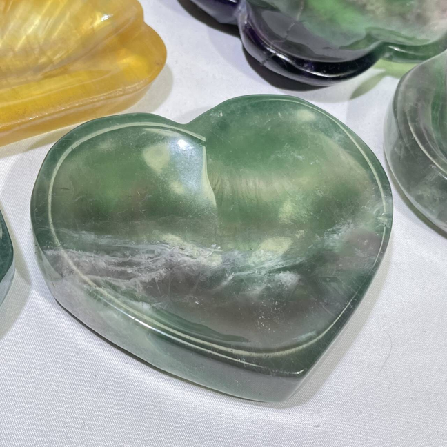 5 Types Fluorite Shell Shape and Flower Shap and Heart and Apple and Cat Bowl